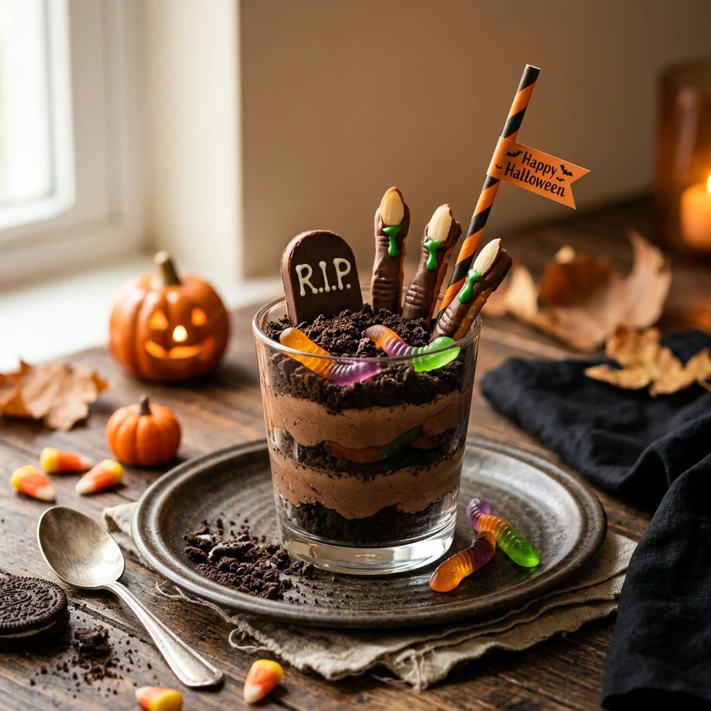 Spooky Halloween Dirt Cups Dessert For Kids
