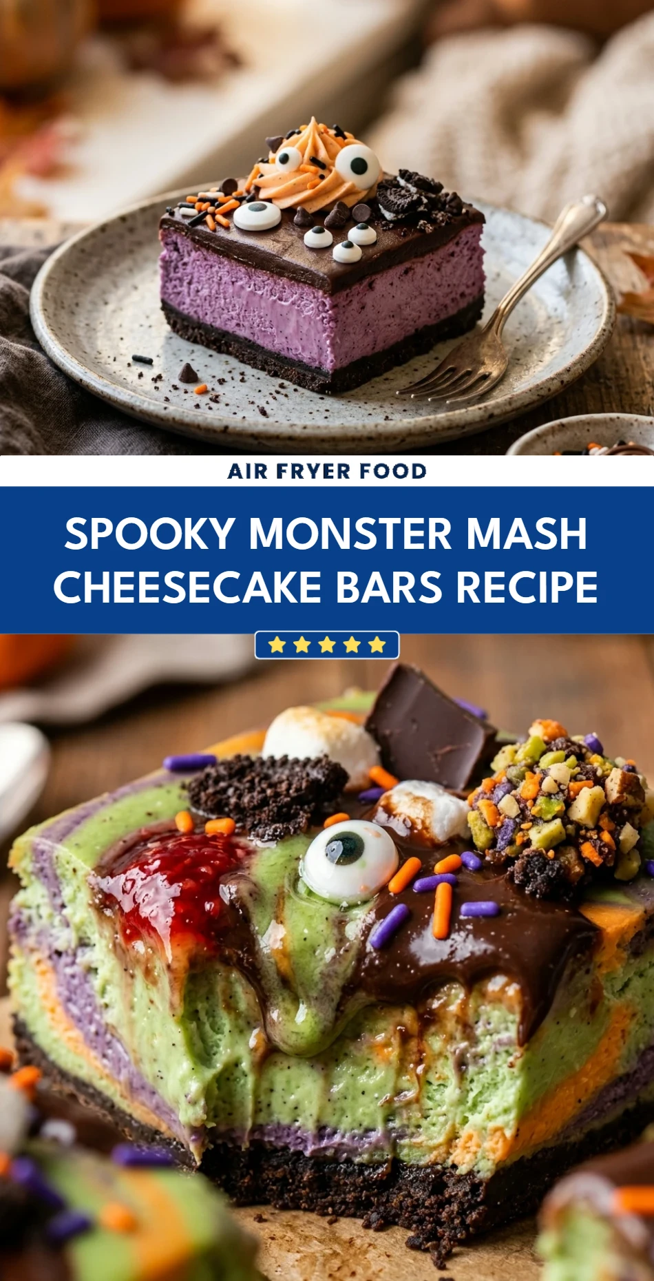 Spooky Monster Mash Cheesecake Bars Recipe