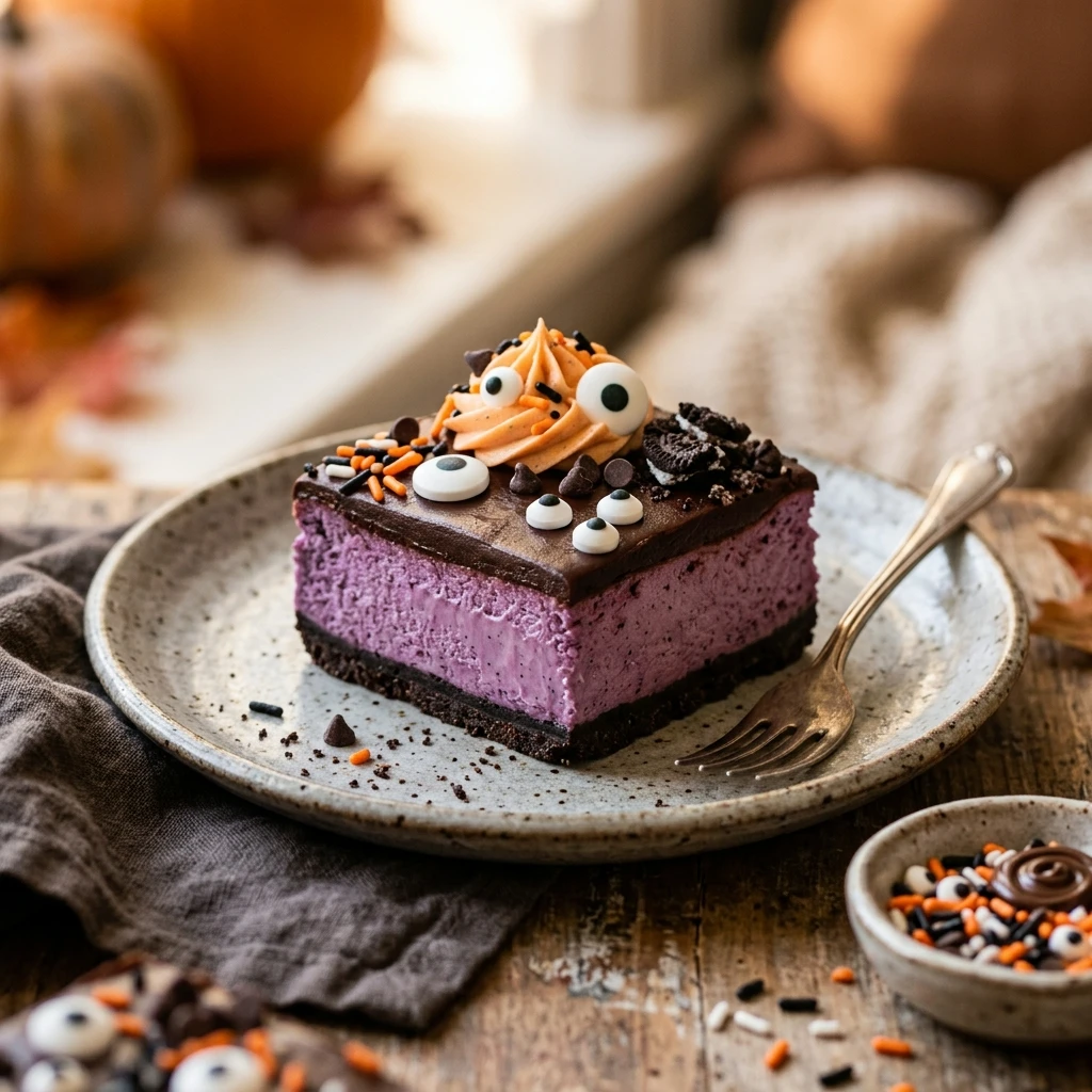 Spooky Monster Mash Cheesecake Bars Recipe