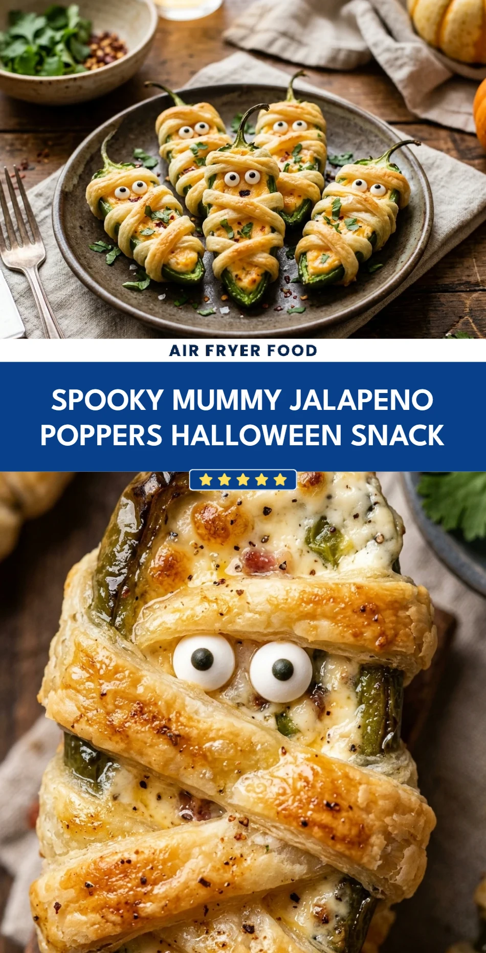 Spooky Mummy Jalapeno Poppers Halloween Snack