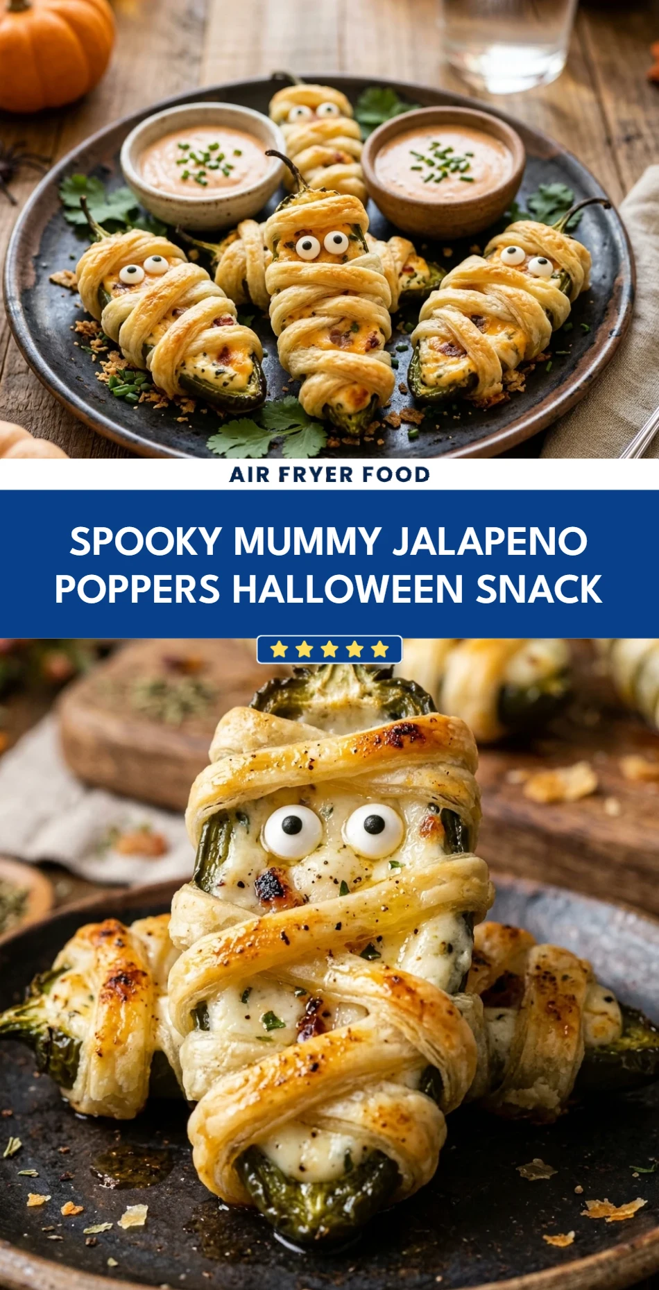 Spooky Mummy Jalapeno Poppers Halloween Snack