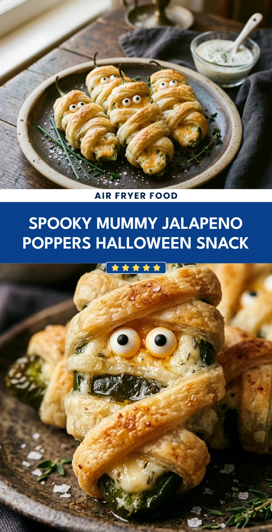 Spooky Mummy Jalapeno Poppers Halloween Snack