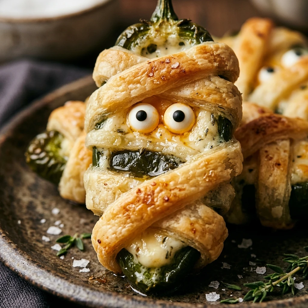 Spooky Mummy Jalapeno Poppers Halloween Snack