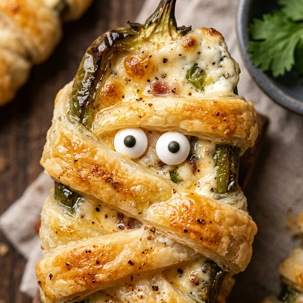 Spooky Mummy Jalapeno Poppers Halloween Snack