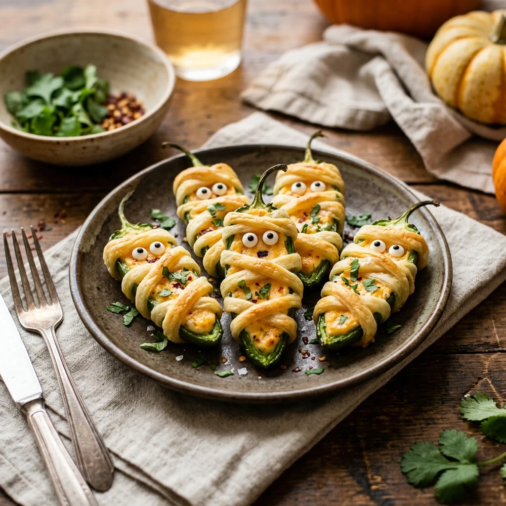 Spooky Mummy Jalapeno Poppers Halloween Snack