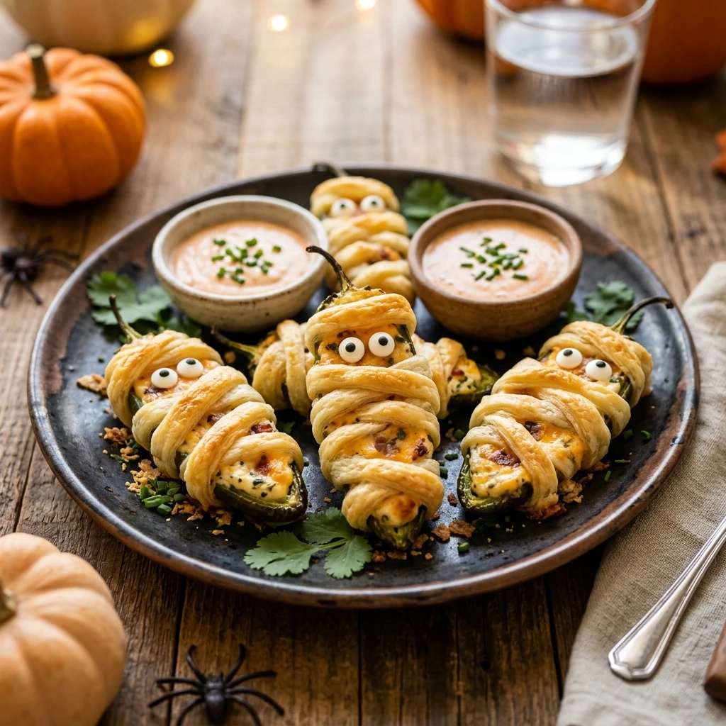 Spooky Mummy Jalapeno Poppers Halloween Snack