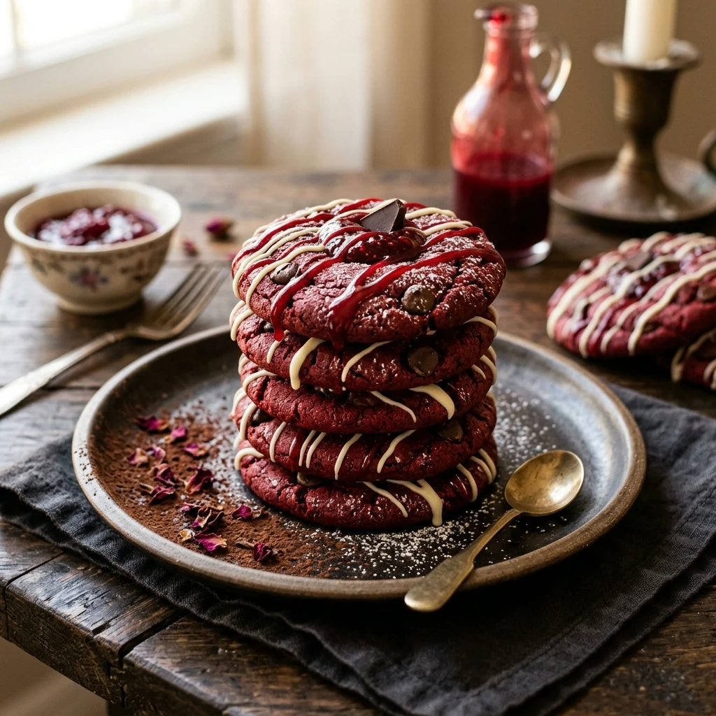 Spooky Vampire Kiss Red Velvet Cookies Recipe