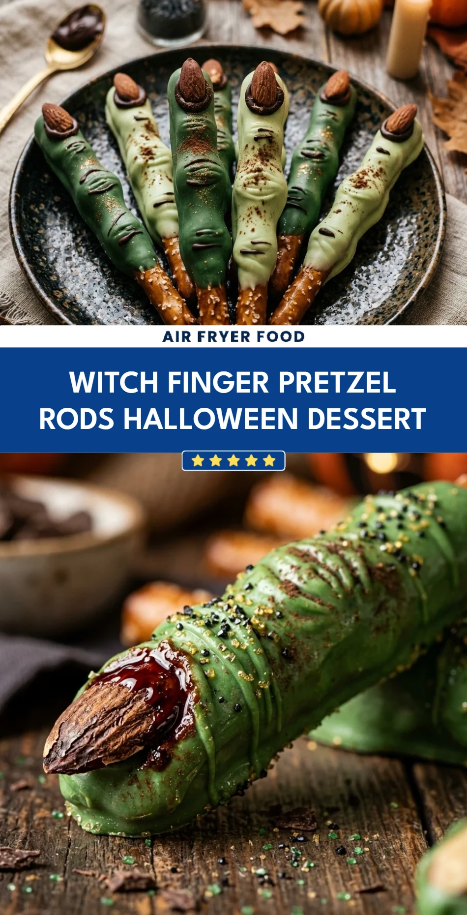 Witch Finger Pretzel Rods Halloween Dessert