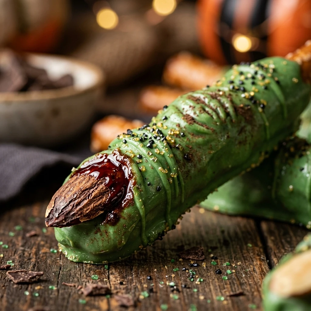 Witch Finger Pretzel Rods Halloween Dessert
