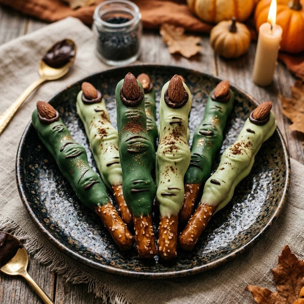Witch Finger Pretzel Rods Halloween Dessert