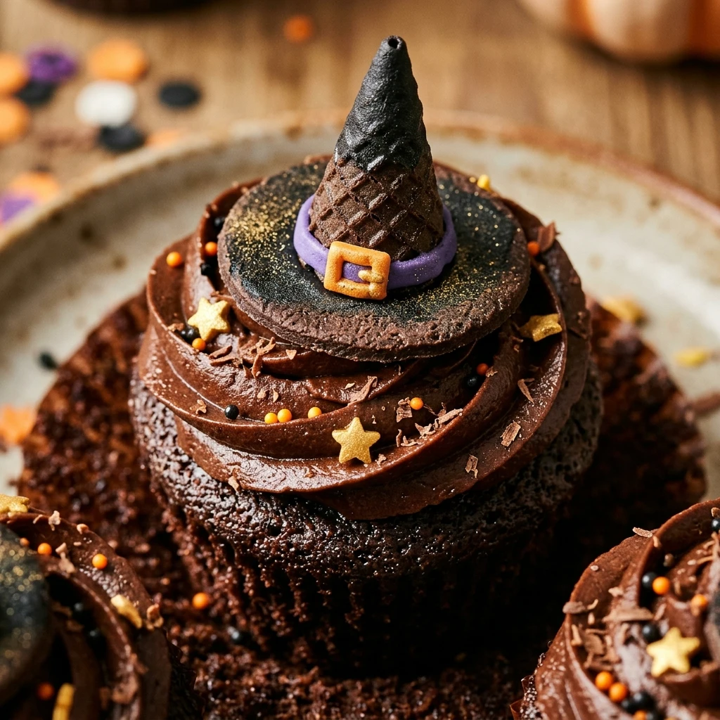Witch Hat Chocolate Cupcakes Halloween Recipe